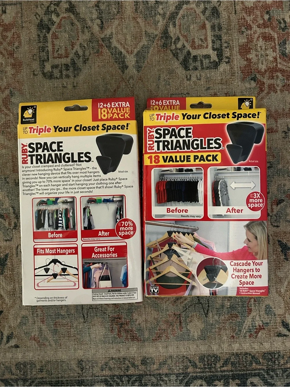 2 Boxes of Space Saving Triangles 18-Pack Spacers - Black